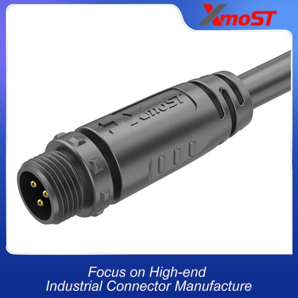 M12 Male Plastic Circular Connector – Straight Molded Mating Socket, Threaded