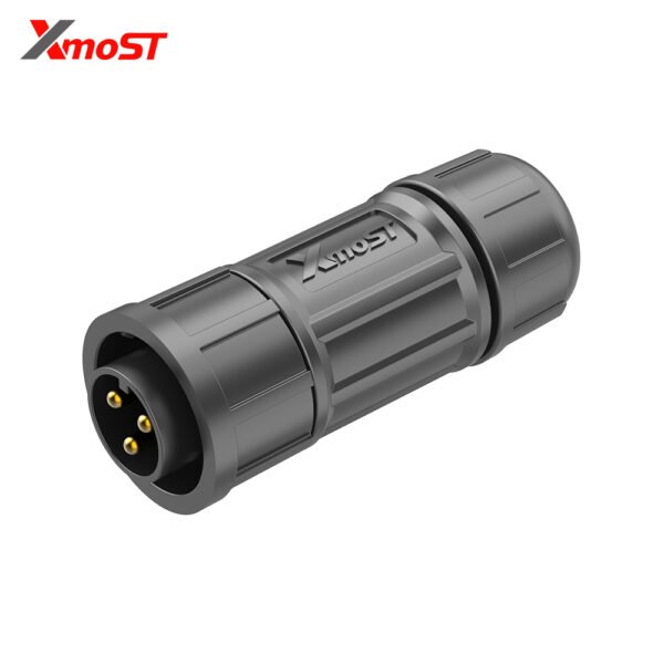 M12 3-Pin Male Assembly Straight Plug – Quick-Lock, For On-Site Wiring & Field Assembly