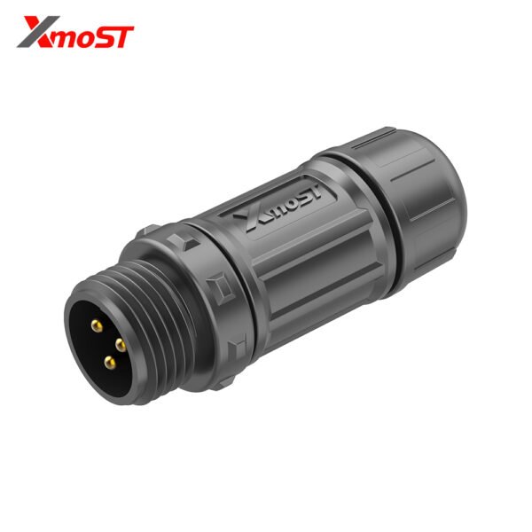 M12 3-Pin Male Assembly Straight Mating Socket – Threaded Coupling, Field Installable, IP67