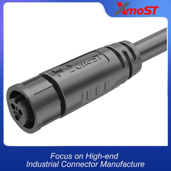 M12 3-Pin Female Plastic Circular Connector – Straight Molded Plug, Quick-Lock