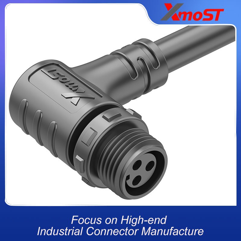 Female Right Angle Molded Connector – Threaded Coupling, For Sensor/Actuator & Cable-to-Cable Connections Female Right Angle Molded Connector – Threaded Coupling, For Sensor/Actuator & Cable-to-Cable Connections