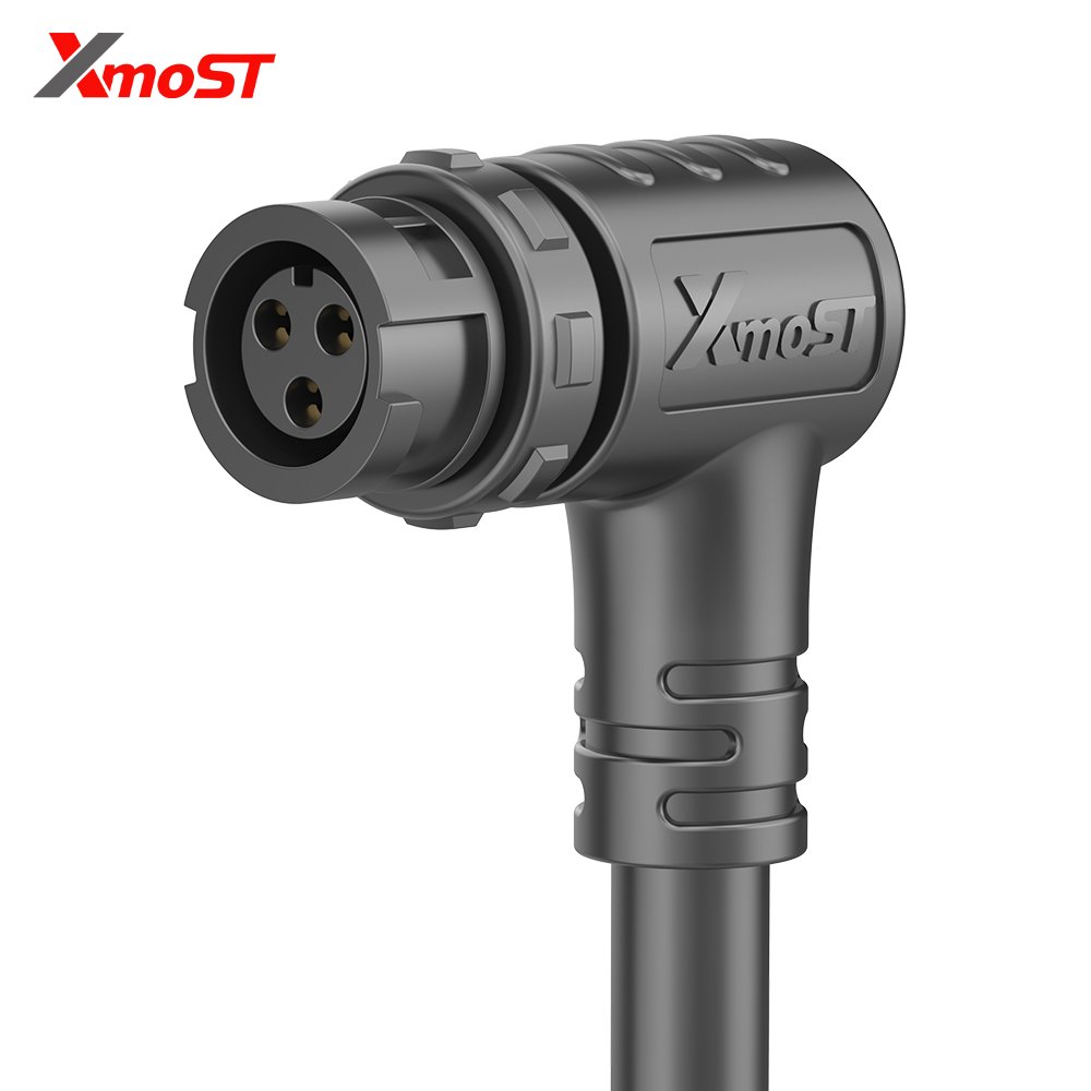 M12 3-Pin Female Plastic Circular Connector – Right Angle Molded Inline Socket, Quick-Lock M12 3-Pin Female Plastic Circular Connector – Right Angle Molded Inline Socket, Quick-Lock - Image 3