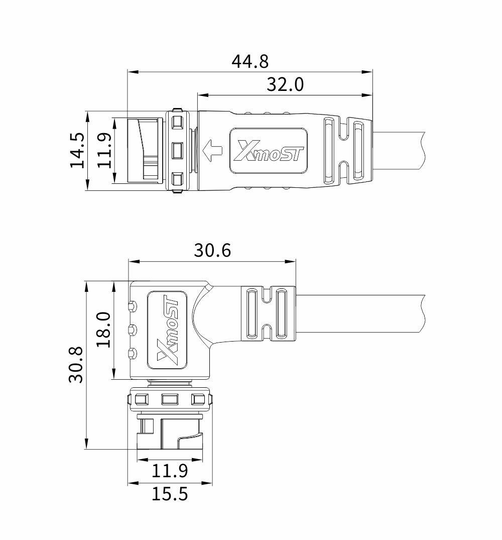 M12 3-Pin Female Plastic Circular Connector – Straight Molded Inline Socket, Quick-Lock 1
