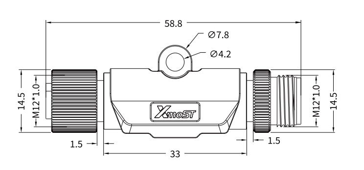 M12 I-Shape Male-to-Female Inline Connector Adapter