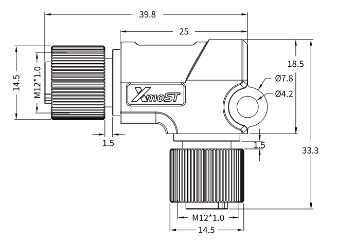 M12 L-Shape Female-to-Female Right-Angle Connector Adapter