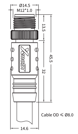 M12 T-Coded Male Straight Shielded DC Power Cable Connector