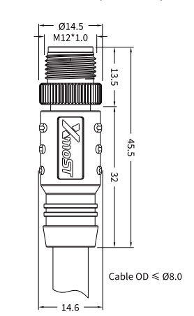 M12 X-Coded Male Straight CAT6A Shielded Ethernet Cable Connector M12 X-Coded Male Straight CAT6A Shielded Ethernet Cable Connector