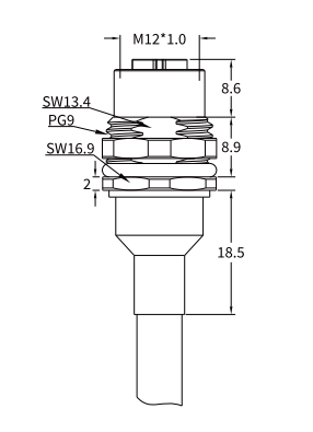 M12 Y-Coded Female Metal Panel-Mount CAT5e Shielded Hybrid Ethernet Receptacle M12 Y-Coded Female Metal Panel-Mount CAT5e Shielded Hybrid Ethernet Receptacle