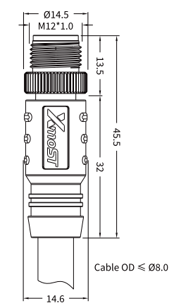 M12 Y-Coded Male Straight CAT5e Shielded Hybrid Ethernet Cable Connector M12 Y-Coded Male Straight CAT5e Shielded Hybrid Ethernet Cable Connector