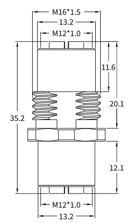 M12 I-Shape Shielded Female-to-Female Panel-Mount Adapter