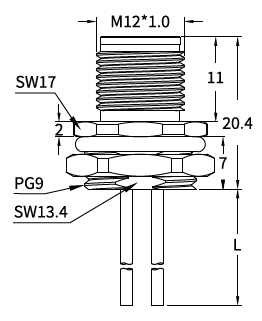 M12 D-Coded Male Rear Mount Socket, Solder, Unwired or Pre-Wired M12 D-Coded Male Rear Mount Socket, Solder, Unwired or Pre-Wired