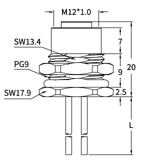M12 T-Coded Female Front Mount DC Power Socket, 12A 60V, Solder or Crimp M12 T-Coded Female Front Mount DC Power Socket, 12A 60V, Solder or Crimp