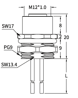 M12 B-Coded Female Rear Mount Socket, Solder, Unwired or Pre-Wired M12 B-Coded Female Rear Mount Socket, Solder, Unwired or Pre-Wired