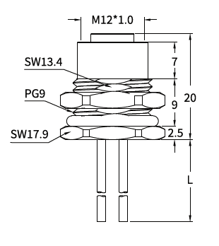 M12 X-Coded Female Front Mount Ethernet Socket, 8-Pin, Unwired or Pre-Wired M12 X-Coded Female Front Mount Ethernet Socket, 8-Pin, Unwired or Pre-Wired