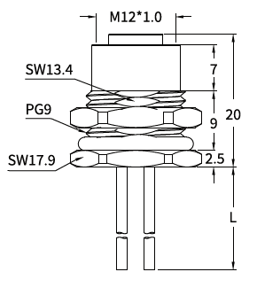 M12 X-Coded Female Rear Mount Ethernet Socket, 8-Pin, Solder M12 X-Coded Female Rear Mount Ethernet Socket, 8-Pin, Solder