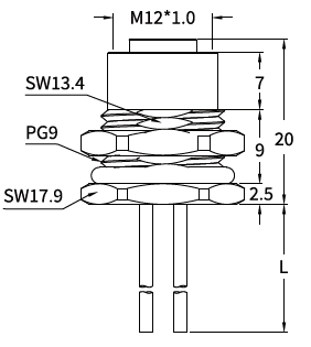 M12 A-Coded Female Front Mount Sensor Socket, 3–17 Pin, Unwired or Pre-Wired M12 A-Coded Female Front Mount Sensor Socket, 3–17 Pin, Unwired or Pre-Wired