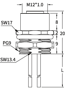M12 A-Coded Female Rear Mount Socket, Solder, Unwired or Pre-Wired M12 A-Coded Female Rear Mount Socket, Solder, Unwired or Pre-Wired