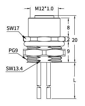 M12 S-Coded Female Rear Mount AC Power Socket, Solder or Crimp M12 S-Coded Female Rear Mount AC Power Socket, Solder or Crimp