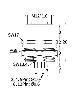 M12 X-Coded Female Rear Mount PCB Ethernet Socket, 8-Pin, Shielded M12 X-Coded Female Rear Mount PCB Ethernet Socket, 8-Pin, Shielded