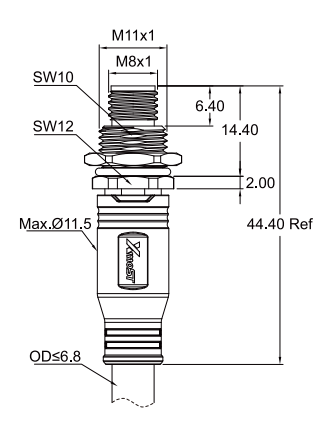 M8 B-Code 5-Pin Male Straight Molded Connector M8 B-Code 5-Pin Male Straight Molded Connector