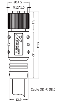 M12 A-Coded Female Straight Unshielded Molded Cable Connector M12 A-Coded Female Straight Unshielded Molded Cable Connector