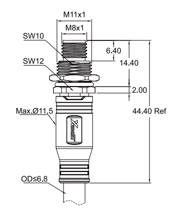M8 A-Code 4-Pin Male Straight Molded Connector