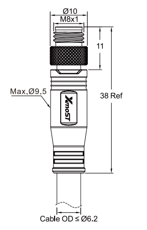 M8 A-Code 3Pin Male Molded Connector