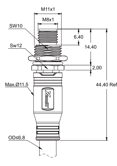 M8 D-Code 4-Pin Male Straight Molded Connector