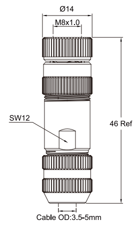 M8 A-Code 3-Pin Female Straight Assembled Connector