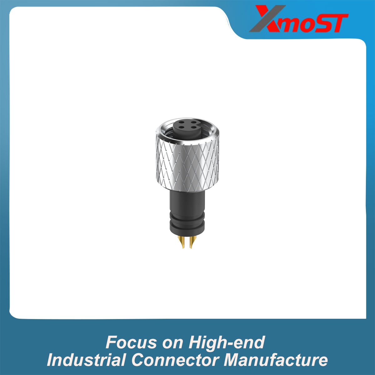 M5 Connector A-Code 4-Pin Female Straight Raw Plug, Solder, IP67 M5 Connector A-Code 4-Pin Female Straight Raw Plug, Solder, IP67 - Image 2