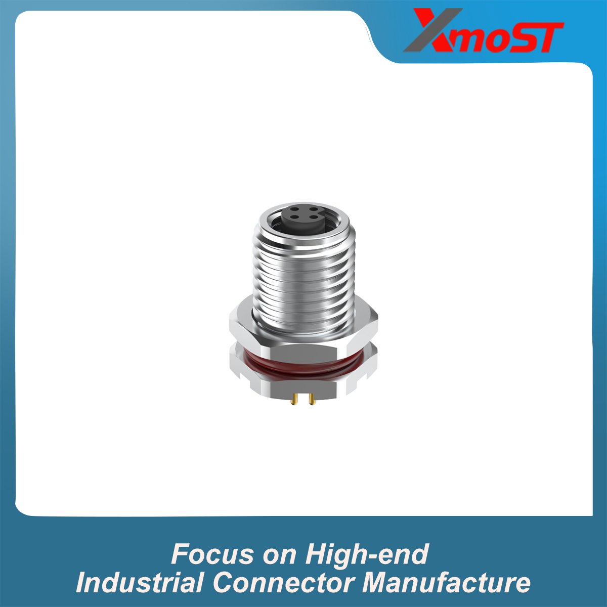 M5 Connector A-Code 4Pin Female Straight Front-Locking Socket, SMD, IP67 M5 Connector A-Code 4Pin Female Straight Front-Locking Socket, SMD, IP67 - Image 2