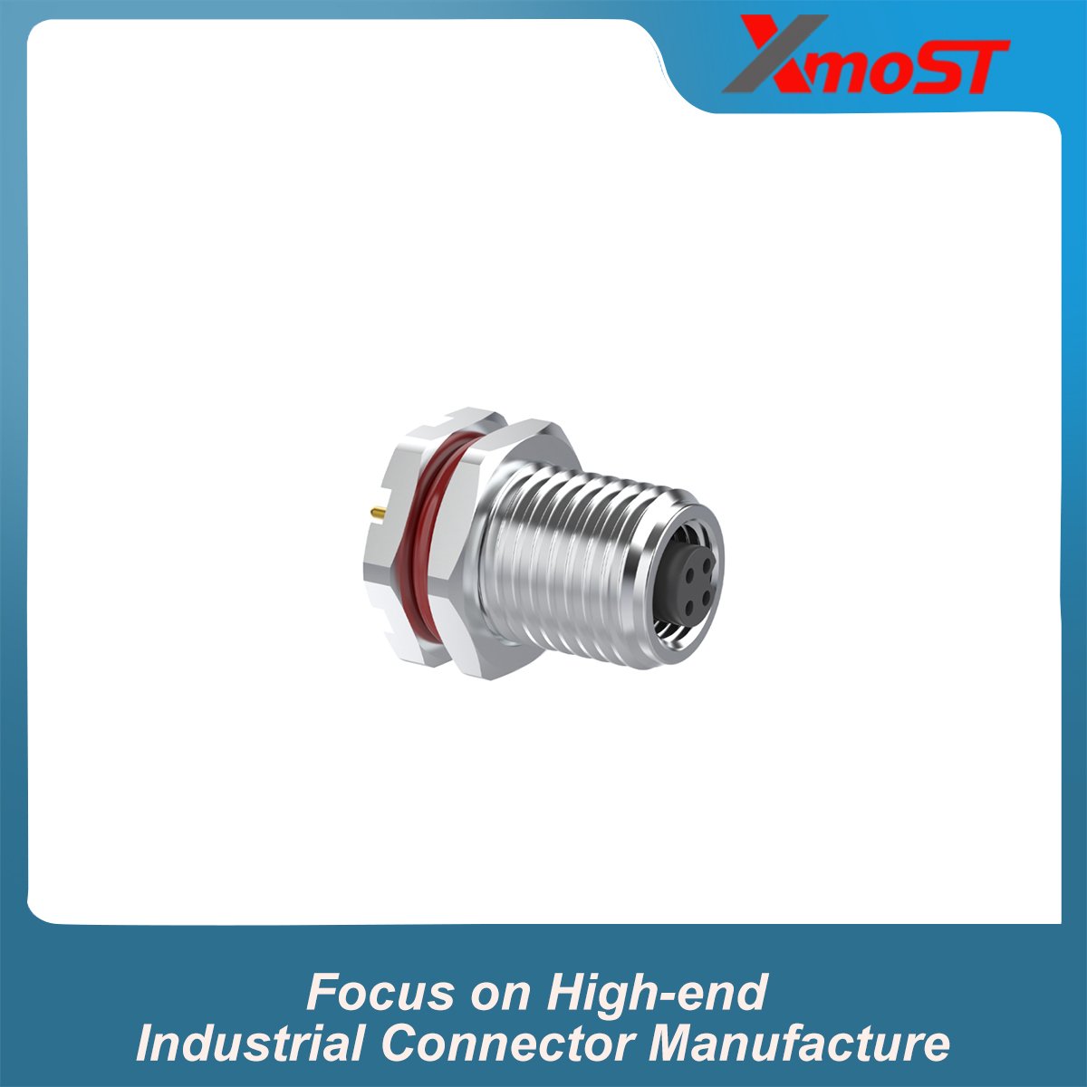 M5 Connector A-Code 4Pin Female Straight Front-Locking Socket, SMD, IP67 M5 Connector A-Code 4Pin Female Straight Front-Locking Socket, SMD, IP67 - Image 3