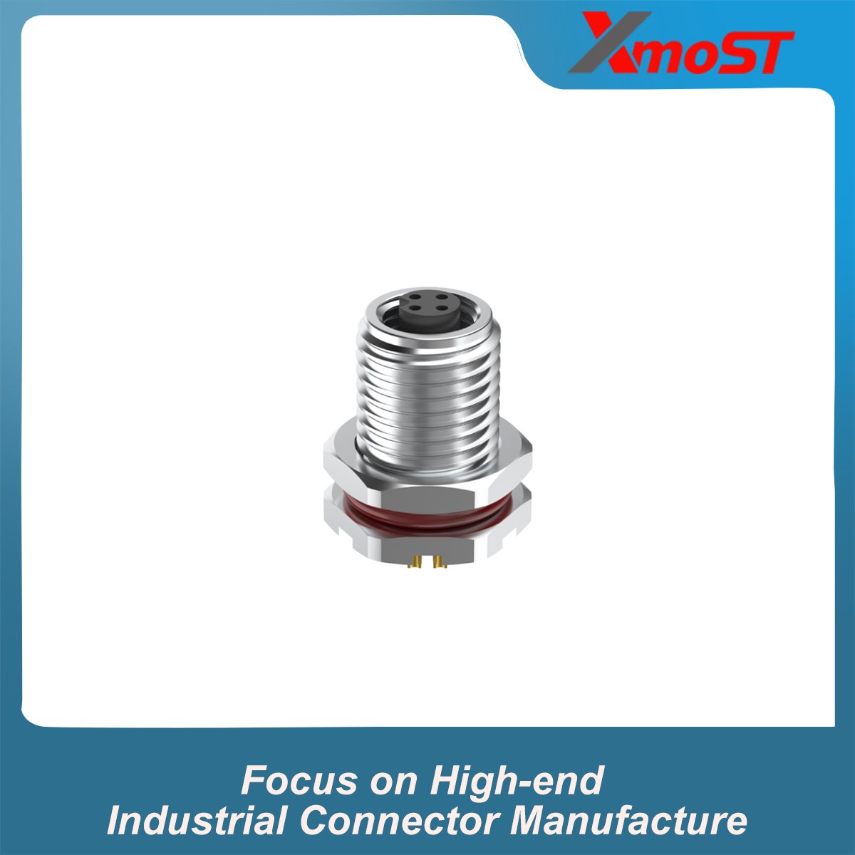 M5 Connector A-Code 4Pin Female Straight Front-Locking Socket, Solder, IP67 M5 Connector A-Code 4Pin Female Straight Front-Locking Socket, Solder, IP67 - Image 2