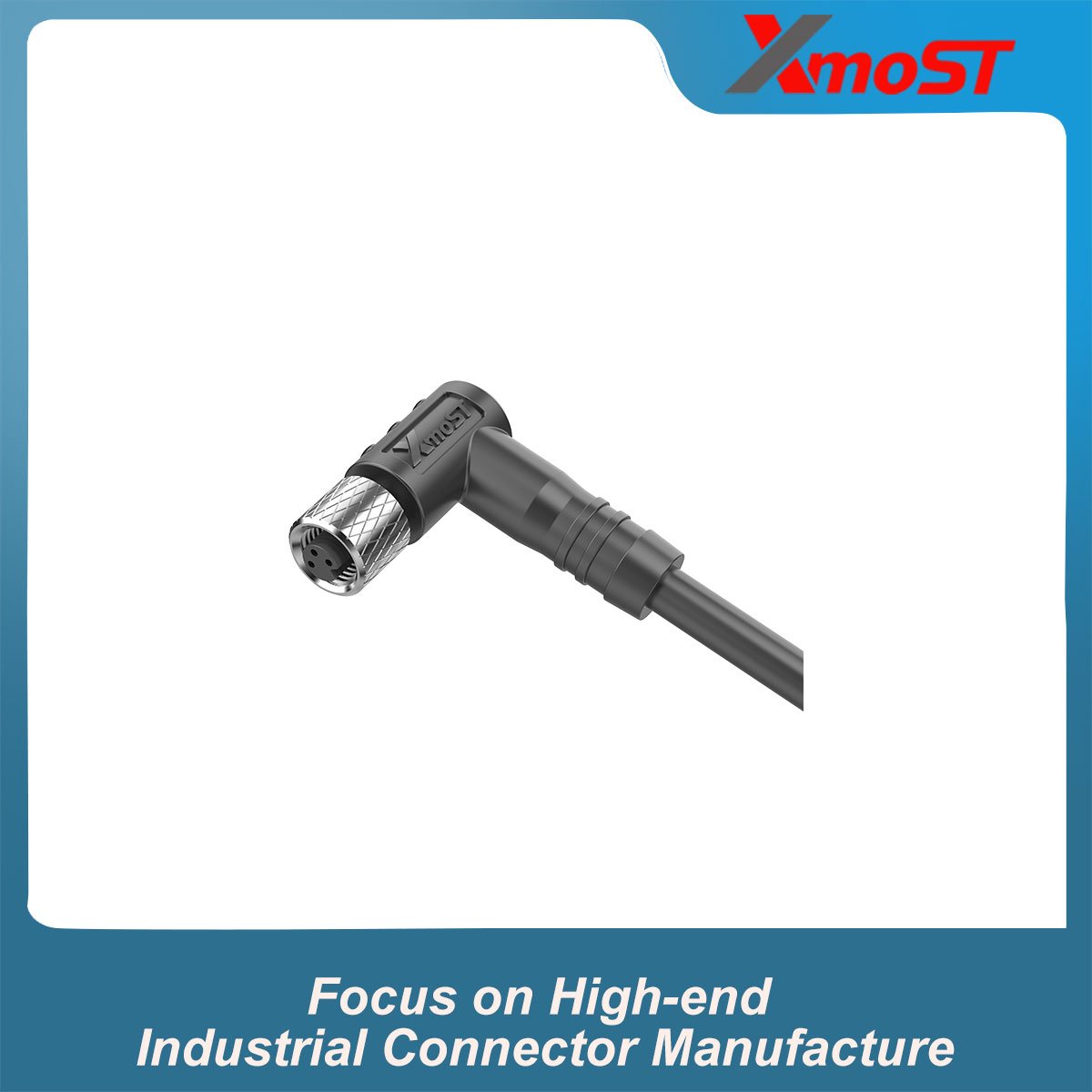 M5 Connector A-Code 3Pin Female Right Angle Molded Plug, Overmolded Cable, IP67 M5 Connector A-Code 3Pin Female Right Angle Molded Plug, Overmolded Cable, IP67 - Image 4