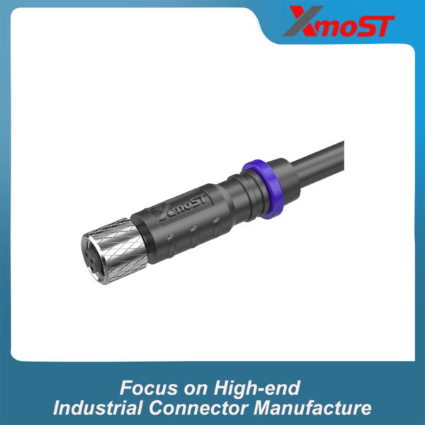 M5 Connector A-Code 3Pin Female Straight Molded Plug, IP67