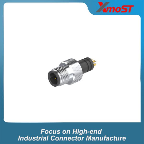 M5 Connector A-Code 3Pin Male Straight Raw Plug, Solder, IP67