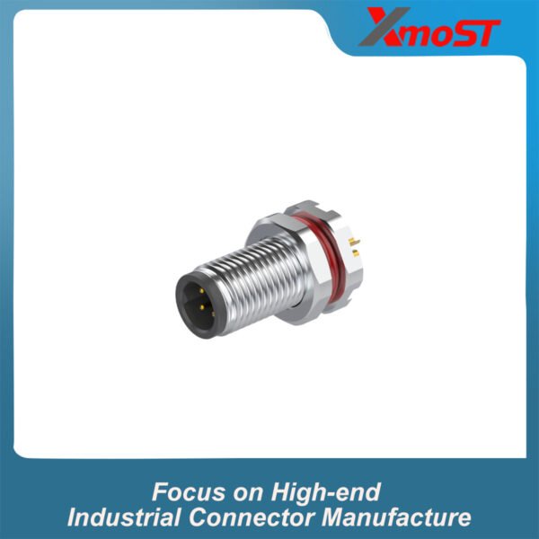 M5 Connector A-Code 3Pin Male Straight Front-Locking Socket, Solder, IP67