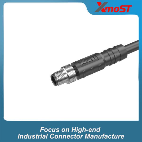 M5 Connector A-Code 3Pin Male Straight Molded Plug, IP67