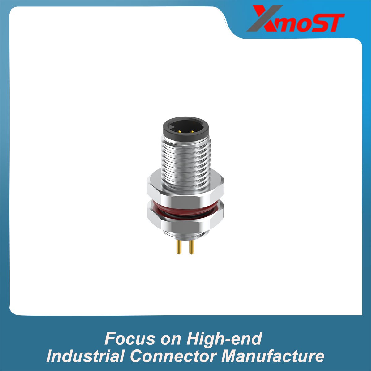 M5 Connector A-Code 4Pin Male Straight Rear-Locking Socket, SMD, IP67 M5 Connector A-Code 4Pin Male Straight Rear-Locking Socket, SMD, IP67 - Image 2