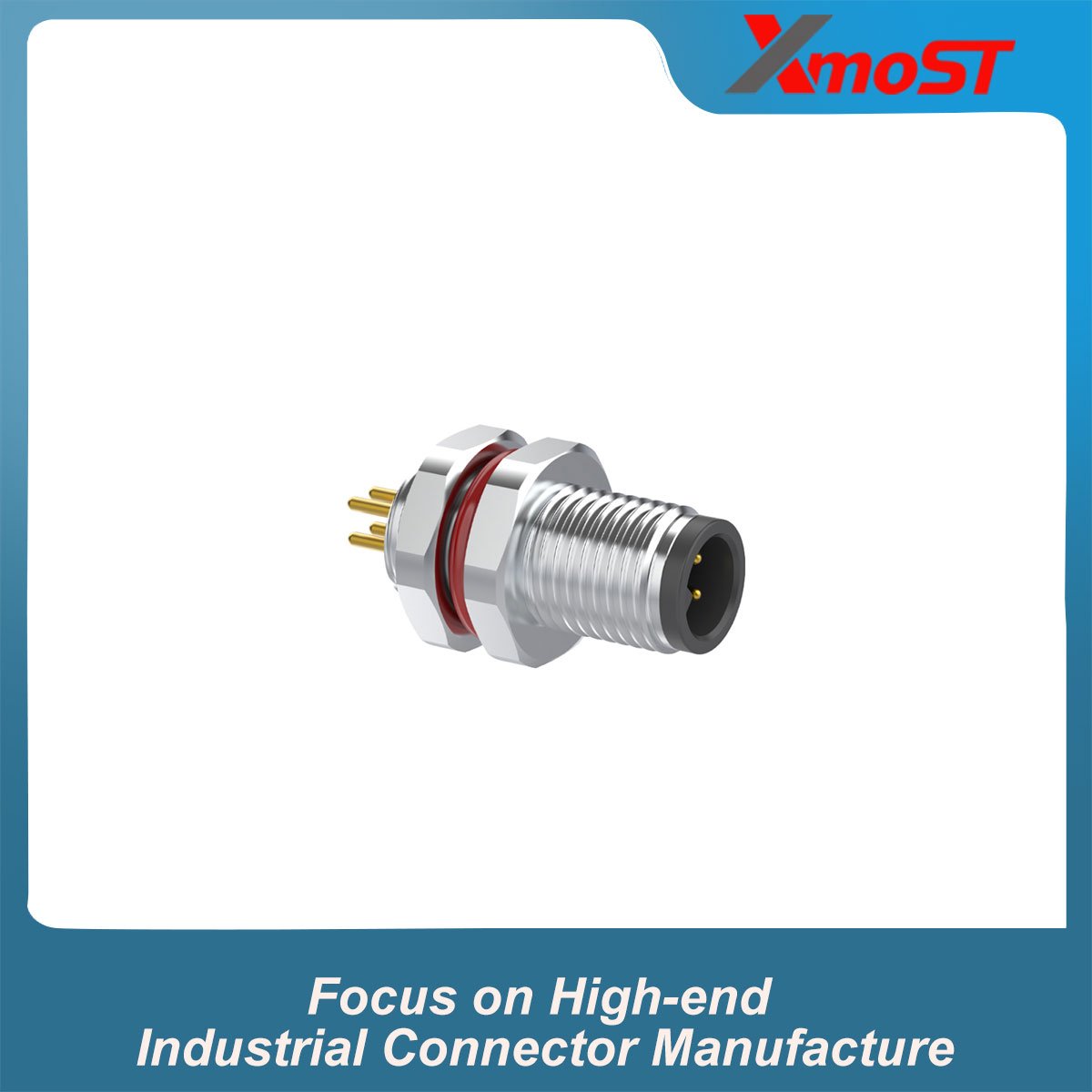 M5 Connector A-Code 4Pin Male Straight Rear-Locking Socket, SMD, IP67 M5 Connector A-Code 4Pin Male Straight Rear-Locking Socket, SMD, IP67 - Image 3