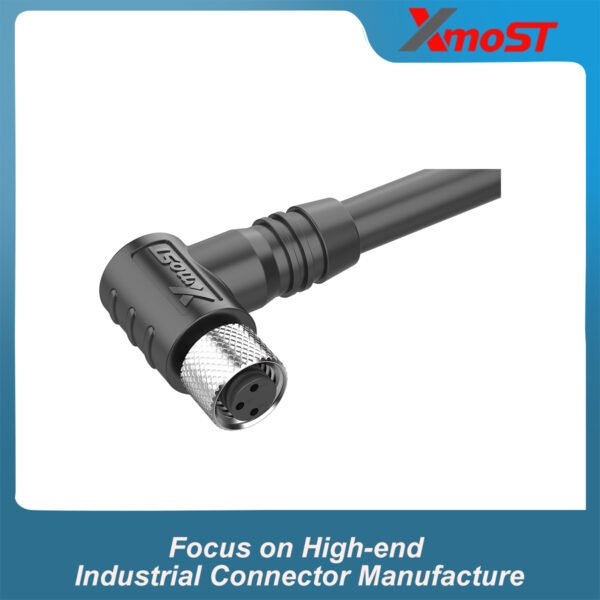 M8 A-Code 3Pin Female Right-Angle Molded Connector