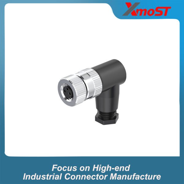 M8 A-Code 3-Pin Female 90° Right-Angle Screw-Type Assembled Connector