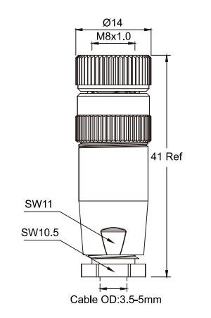 M8 A-Code 3-Pin Female Straight Screw-Type Connector