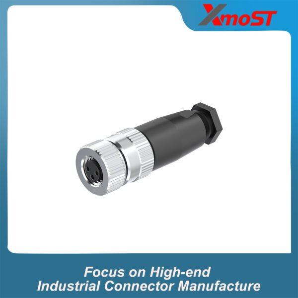 M8 A-Code 3-Pin Female Straight Screw-Type Connector
