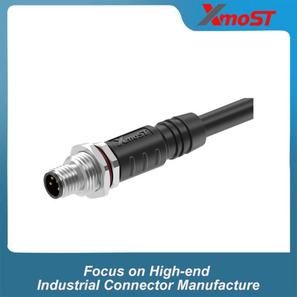 M8 A-Code 4-Pin Male Straight Molded Connector