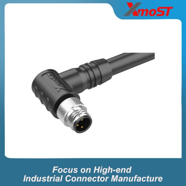 M8 A-Code 3Pin Male Right-Angle Molded Connector