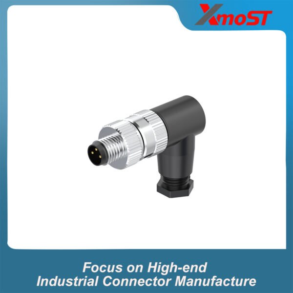 M8 A-Code 3-Pin Male 90° Right-Angle Screw-Type Assembled Connector