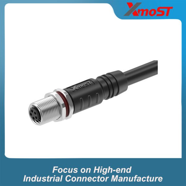 M8 B-Code 5-Pin Female Straight Molded Connector