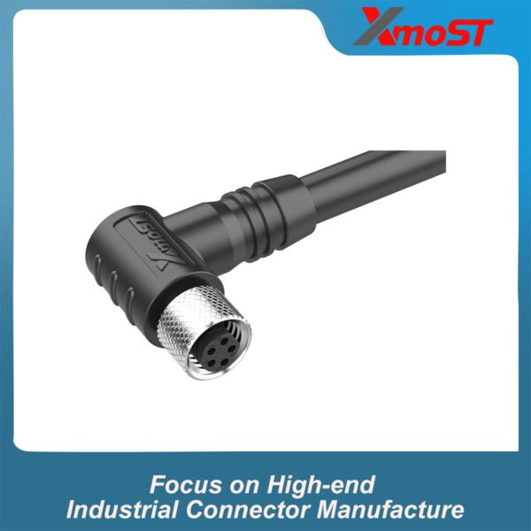 M8 B-Code 5Pin Female Right-Angle Molded Connector