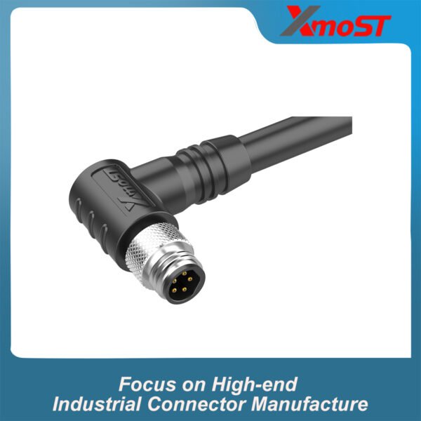 M8 B-Code 5Pin Male Right-Angle Molded Connector